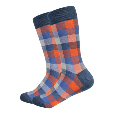Orange Plaid Socks | Pattern Socks | Fun Dress Socks | SoKKs.com