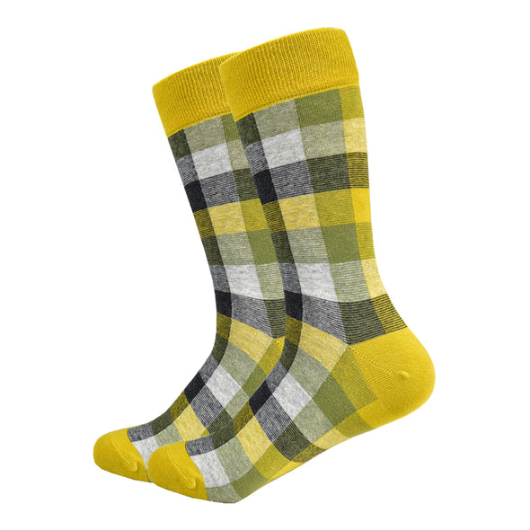 Yellow Plaid Socks | Pattern Socks | Fun Dress Socks | SoKKs.com