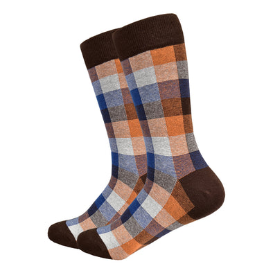 Brown Plaid Socks | Pattern Socks | Fun Dress Socks | SoKKs.com