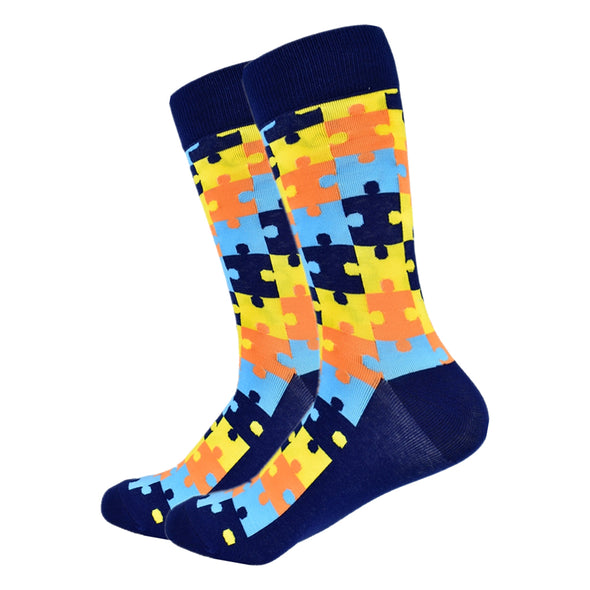 Blue Puzzle Socks | Pattern Socks | Fun Dress Socks | SoKKs.com