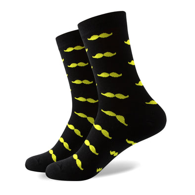 Yellow Mustache Socks | Novelty Socks | Fun Dress Socks | SoKKs.com