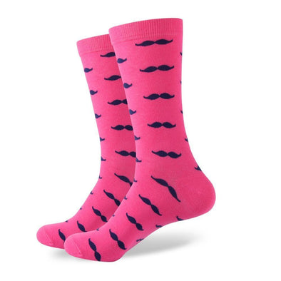 Hot Pink Mustache Socks | Novelty Socks | Fun Dress Socks | SoKKs.com