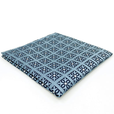 Light Blue Checks Pocket Square | 100% Silk Pocket Square | SoKKs.com